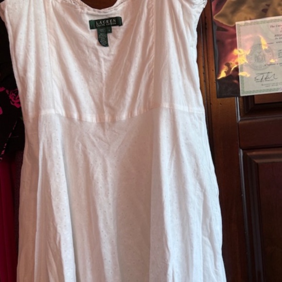 Ralph Lauren White Eyelet Sundress Sz 12 Sweetheart Neckline Wide Straps A-Line - Picture 6 of 11